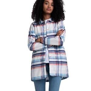 New Herschel Voyager Long Plaid Water Resistant Coach Jacket SMALL